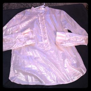 NWOT J. Crew shimmering gold 3/4 button-up blouse!